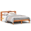 Estructura cama con cabecero madera pino marrón cera 150x200 cm