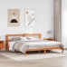 Estructura cama con cabecero madera pino marrón cera 200x200 cm