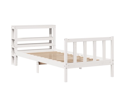 Estructura de cama sin colchón madera maciza blanca 75x190 cm