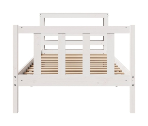 Estructura de cama sin colchón madera maciza blanca 75x190 cm