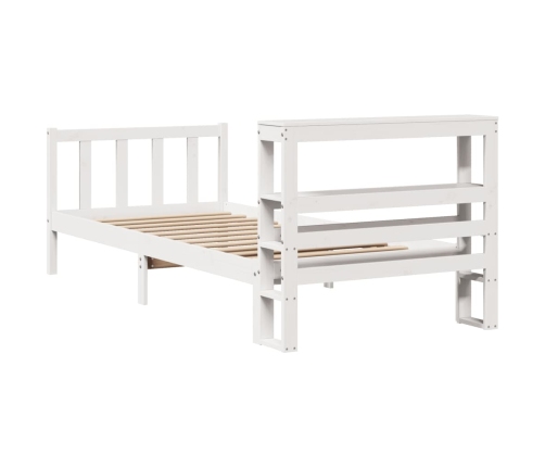 Estructura de cama sin colchón madera maciza blanca 75x190 cm