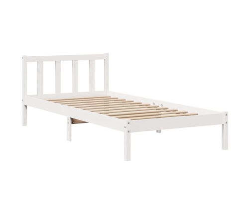 Estructura de cama sin colchón madera maciza blanca 75x190 cm