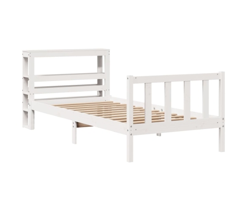 Estructura de cama sin colchón madera maciza blanca 90x190 cm