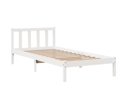 Estructura de cama sin colchón madera maciza blanca 90x190 cm