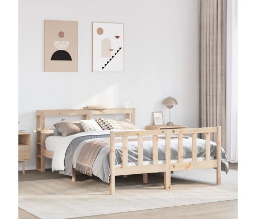 Estructura de cama sin colchón madera maciza de pino 135x190 cm