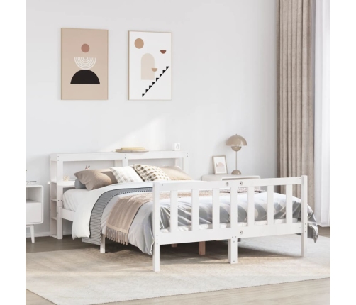 Estructura de cama sin colchón madera de pino blanco 135x190 cm