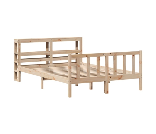 Estructura de cama sin colchón madera maciza de pino 140x190 cm