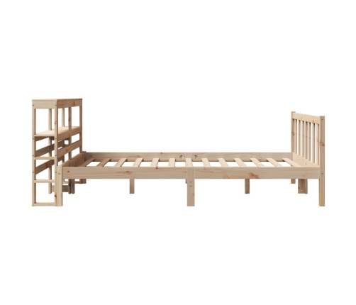 Estructura de cama sin colchón madera maciza de pino 140x190 cm