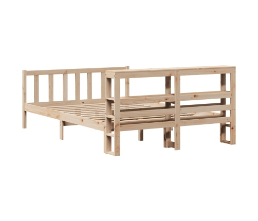 Estructura de cama sin colchón madera maciza de pino 140x190 cm