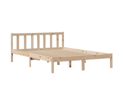 Estructura de cama sin colchón madera maciza de pino 140x190 cm