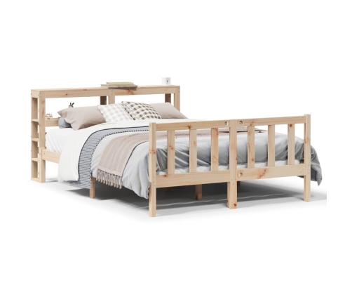 Estructura de cama sin colchón madera maciza de pino 140x190 cm