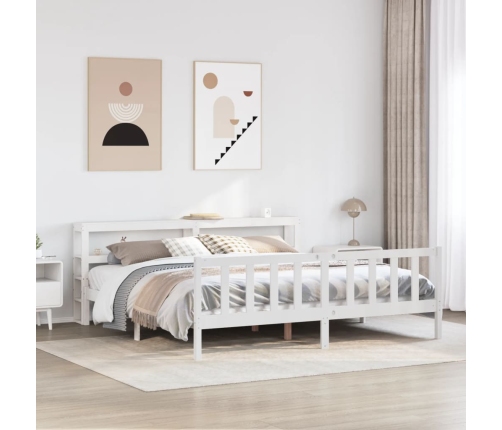 Cama sin colchón madera maciza de pino blanca 180x200 cm