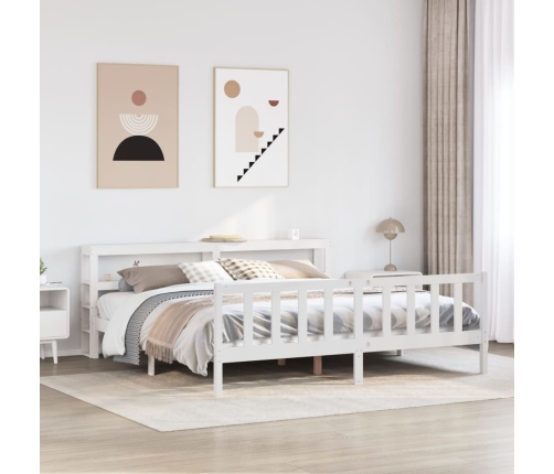Estructura de cama sin colchón madera maciza blanca 200x200 cm