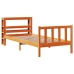 Estructura cama con cabecero madera pino marrón cera 75x190 cm