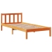 Estructura cama con cabecero madera pino marrón cera 75x190 cm