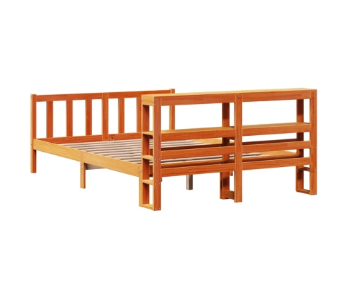 Estructura cama con cabecero madera pino marrón cera 120x190 cm