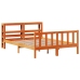 Estructura cama con cabecero madera pino marrón cera 135x190 cm