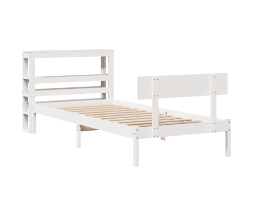 Estructura de cama sin colchón madera maciza blanca 75x190 cm