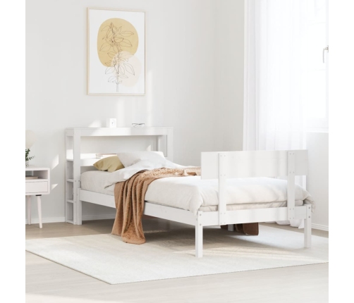 Estructura de cama sin colchón madera maciza blanca 75x190 cm