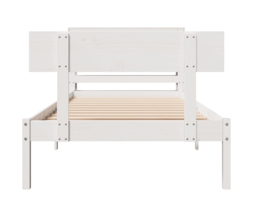 Estructura de cama sin colchón madera maciza blanca 75x190 cm