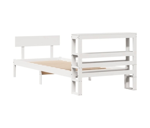 Estructura de cama sin colchón madera maciza blanca 75x190 cm