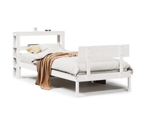 Estructura de cama sin colchón madera maciza blanca 75x190 cm