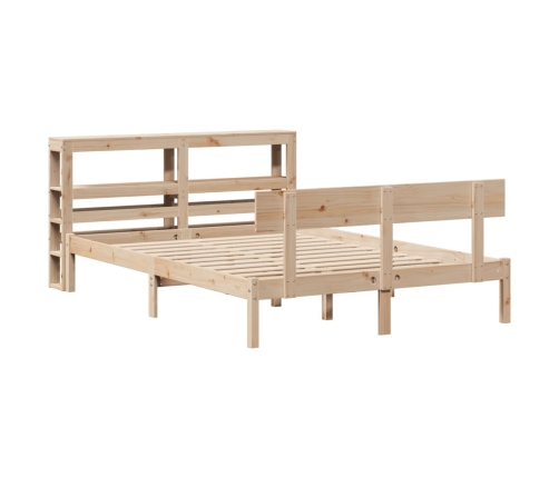 Estructura de cama sin colchón madera maciza de pino 140x190 cm