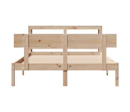 Estructura de cama sin colchón madera maciza de pino 140x190 cm