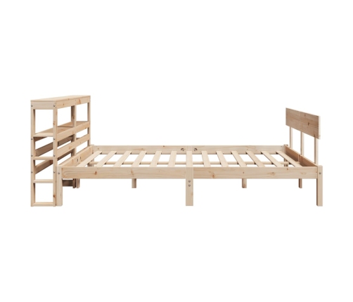 Estructura de cama sin colchón madera maciza de pino 140x190 cm