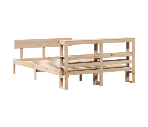 Estructura de cama sin colchón madera maciza de pino 140x190 cm