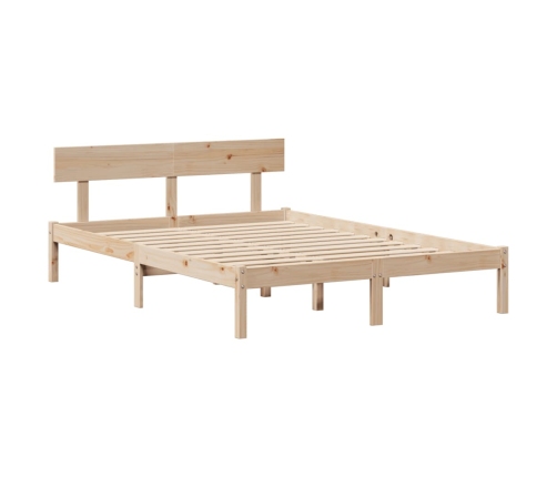 Estructura de cama sin colchón madera maciza de pino 140x190 cm