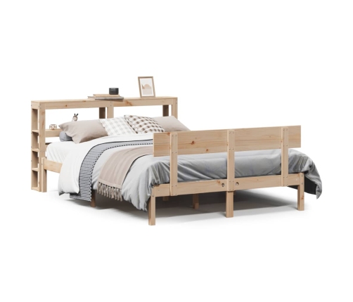 Estructura de cama sin colchón madera maciza de pino 140x190 cm