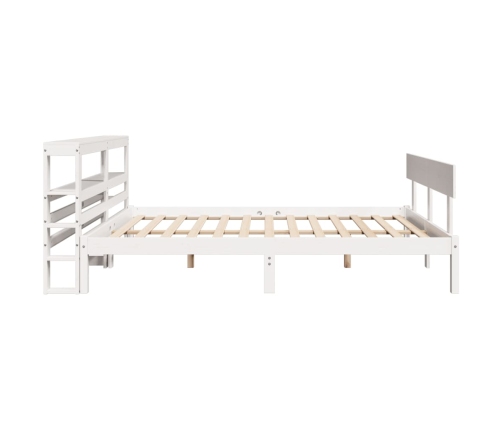 Estructura de cama sin colchón madera de pino blanca 140x190 cm
