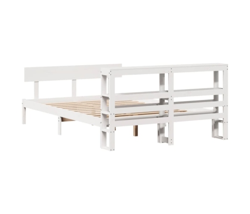 Estructura de cama sin colchón madera de pino blanca 140x190 cm