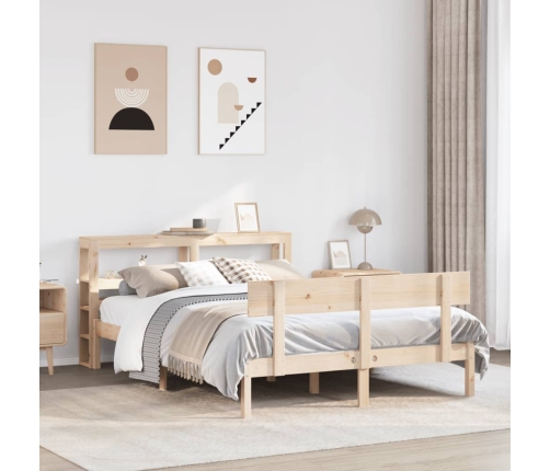 Estructura de cama sin colchón madera de pino maciza 120x200 cm
