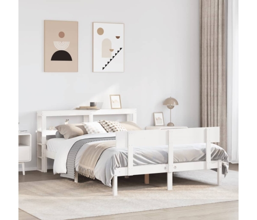 Estructura de cama sin colchón madera de pino blanca 140x200 cm