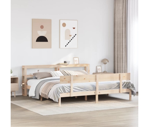 Estructura de cama sin colchón madera maciza de pino 180x200 cm