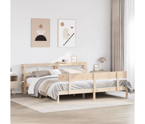 Estructura de cama sin colchón madera maciza de pino 200x200 cm