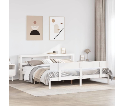 Estructura de cama sin colchón madera maciza blanca 200x200 cm