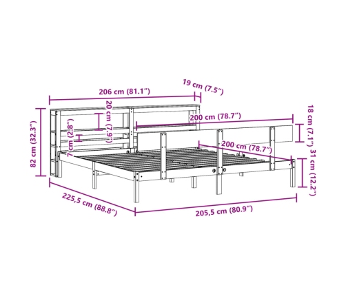 Estructura de cama sin colchón madera maciza blanca 200x200 cm