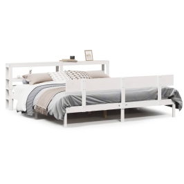 Estructura de cama sin colchón madera maciza blanca 200x200 cm
