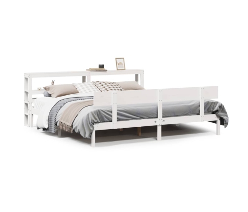 Estructura de cama sin colchón madera maciza blanca 200x200 cm