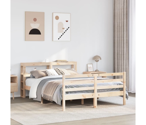 Estructura de cama sin colchón madera maciza de pino 120x190 cm