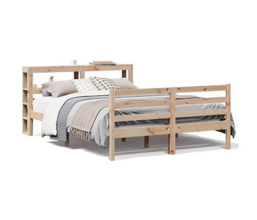 Estructura de cama sin colchón madera maciza de pino 135x190 cm