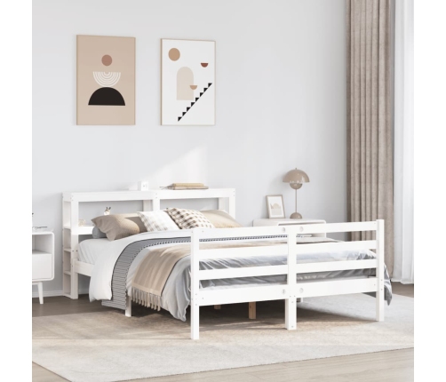 Estructura de cama sin colchón madera de pino blanco 135x190 cm