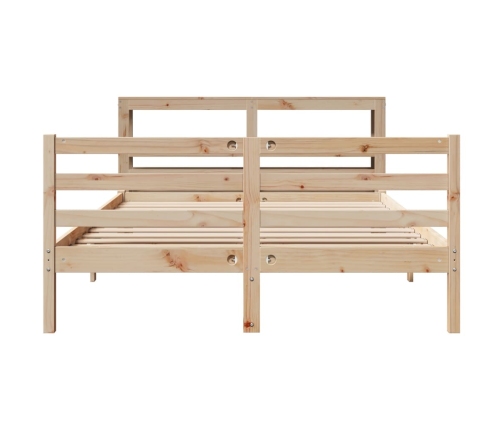 Estructura de cama sin colchón madera maciza de pino 140x190 cm