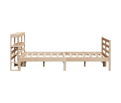 Estructura de cama sin colchón madera maciza de pino 140x190 cm