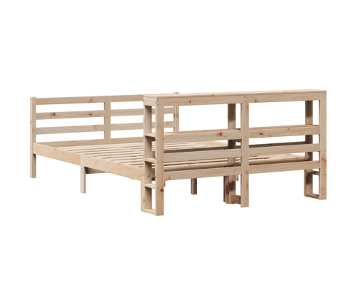 Estructura de cama sin colchón madera maciza de pino 140x190 cm