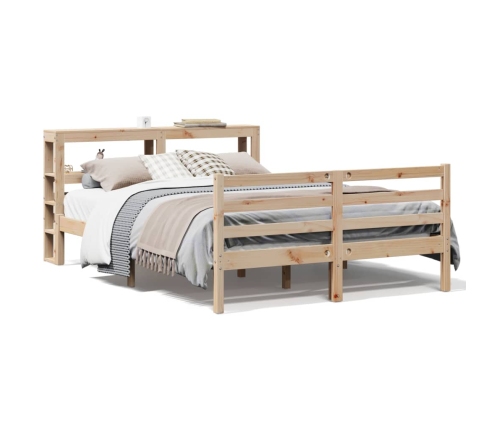 Estructura de cama sin colchón madera maciza de pino 140x190 cm