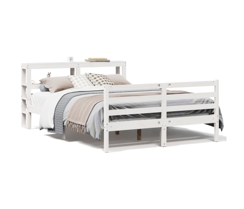 Estructura de cama sin colchón madera de pino blanca 140x190 cm